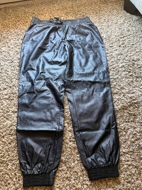 89th & Madison Black Faux Leather Joggers
